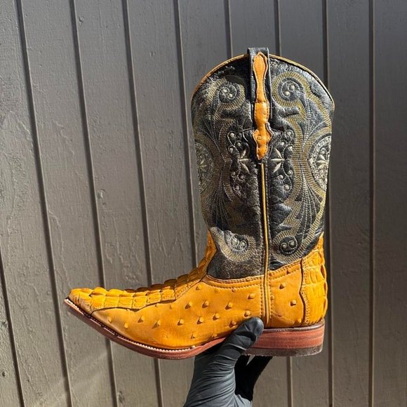 #69 Nile Nuca Design Boot with Ostrich in Orange Color main image 4